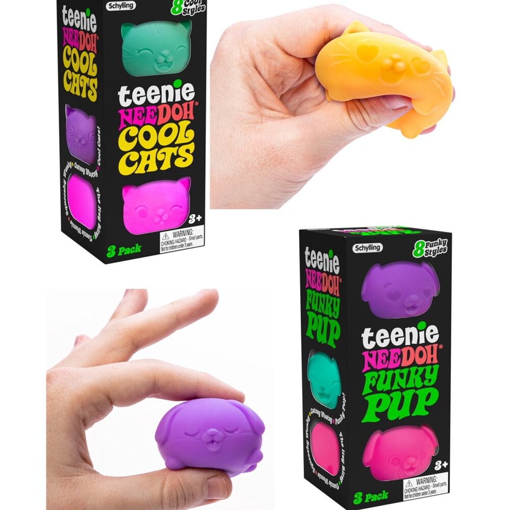 Needoh Squeeze it, pull it, smush it Set Teenie Needoh Cool Cats-Teenie Needoh F